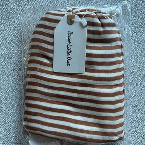 Brave Little Ones Striped muslin swaddle camel